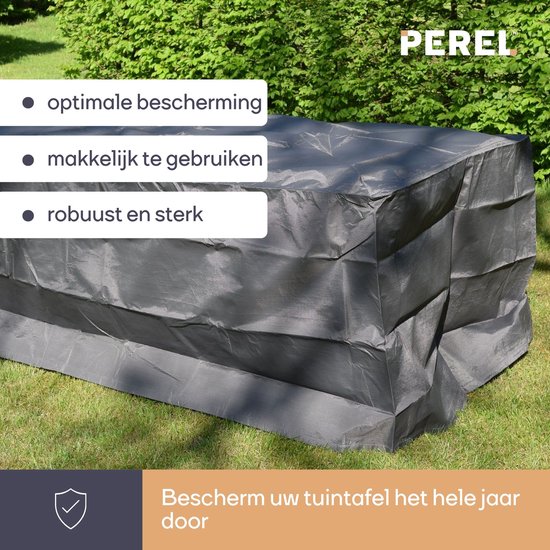 Perel Outdoor-Abdeckung für Tische bis 220 cm, grau, rechteckig, 225 cm x 105 cm x 75 cm