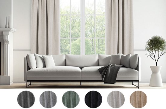 Lifa Living - Beige Luxusvorhänge - Verdunkelung - Polyester - Mit 8 Aufhängeringen - 150 x 260 cm