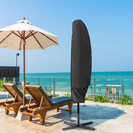 Travelhawk Sonnenschirmhülle für schwimmenden Sonnenschirm - Mit Reißverschluss und Stange - Wasser- und UV-dicht - Oxford 420D - Bis zu 400cm - Schwarz