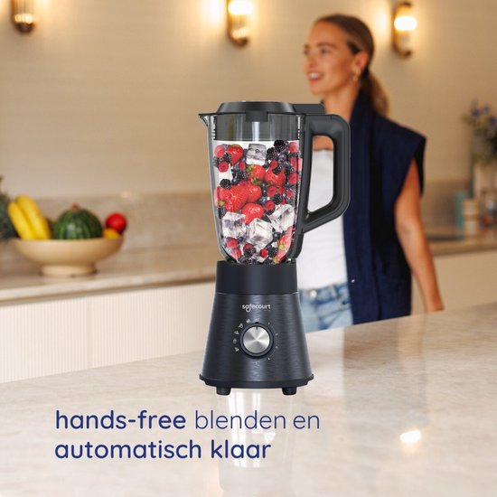 Safecourt Kitchen Hochleistungsmixer - 5 automatische Programme - Smoothie-Maker - 1300 Watt - Schwarz