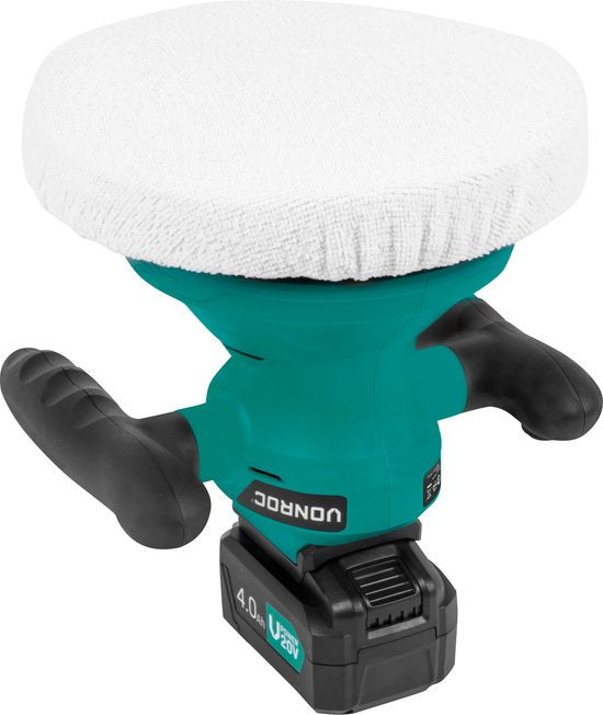 Accu polisher - Poliermaschine 20V - Ø240mm - Inkl. verstellbare Griffe, 2 Polierhülsen und Aufbewahrungstasche - Inkl. 4.0Ah Akku und Schnellladegerät