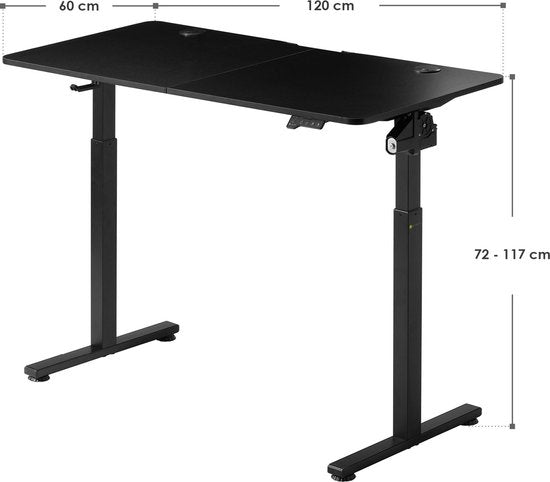 Elektrisch verstellbarer Schreibtisch/Stehpult - 120 x 60 cm - Schwarz