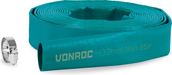 VONROC Abflussschlauch für Tauchpumpen - Druckschlauch - Flach - Universal - 10m x 32mm