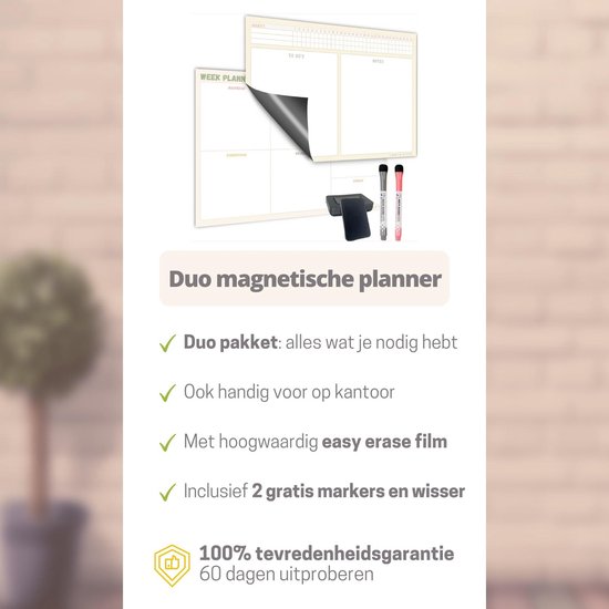 Magnetischer Wochenplaner Whiteboard (1) - Planer magnetisch - Planungstafel - Familienplaner - Monatsplaner magnetisch