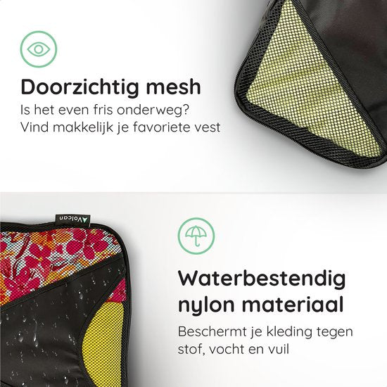 Volcan Packing Cubes - Kofferorganisationsset - 3er Set - für Rucksack & Koffer - Schwarz