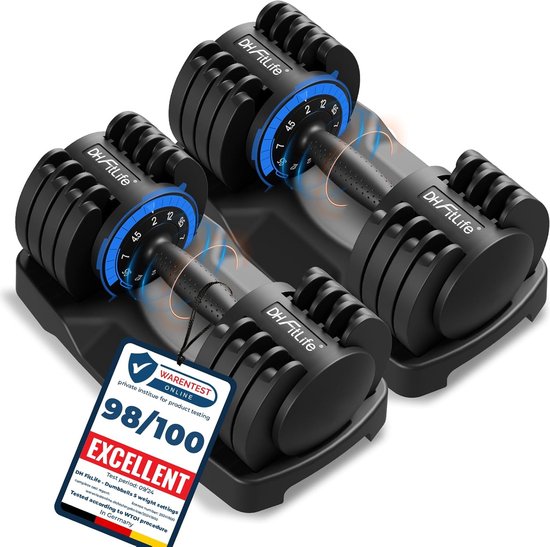 DH FitLife Verstellbares Hantelset 12KG | 2 STUKS | 5-in-1 Variable Gewichte | Verstellbare Hanteln von 2 bis 12 kg | Krafttraining, Kurzhantelset mit platzsparenden Hanteln für das Heimtraining, Kurzhanteln verstellbar