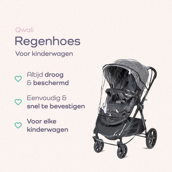 Qwali Regenschutz Kinderwagen Universal - Kinderwagen - Regenschutz Buggy - Kinderwagenzubehör