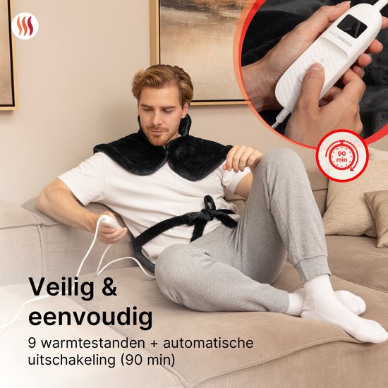 Seranova gewichtete elektrische Wärmekissen für Rücken, Schultern und Nacken - Heizkissen - Heizkissen - 1.3KG - 100w - Grau