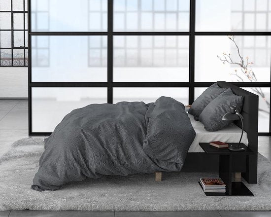 Sleeptime Flannel Jason - Bettbezug - Einzel - 140x200/220 + 1 Kopfkissenbezug 60x70 - Anthrazit