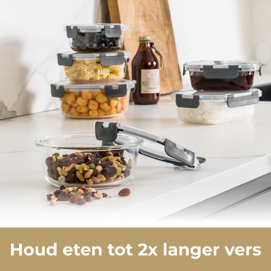 Stosh Meal Prep Schalen - Frische Schalen - Gefrierschalen - 10 Stück - 5x1050ML & 5x350ML - BPA frei - Glas