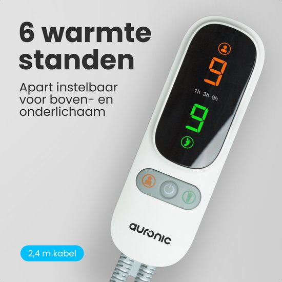 Auronic Electric Blanket XL - 190x90cm - 1 Person - 2 Wärmezonen - Heizdecke - Weiß