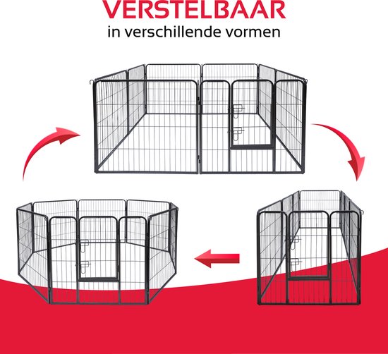 maxxpro Welpenauslauf faltbar - Hundeauslauf, Kaninchenauslauf und Katzenauslauf - Auslauf mit 8 Paneelen - Hundezwinger 210x80cm - Montagezwinger ohne Werkzeug - Schwarz