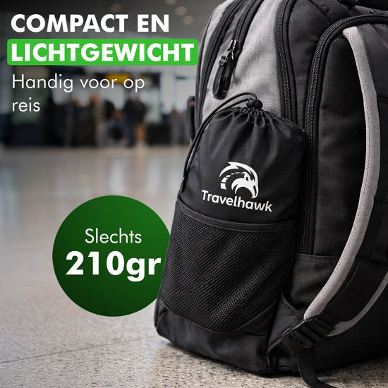 Travelhawk Fußstütze für das Flugzeug - Fußhängematte für die Reise - auch für Bus oder Bahn - kompakt und leicht - Schwarz