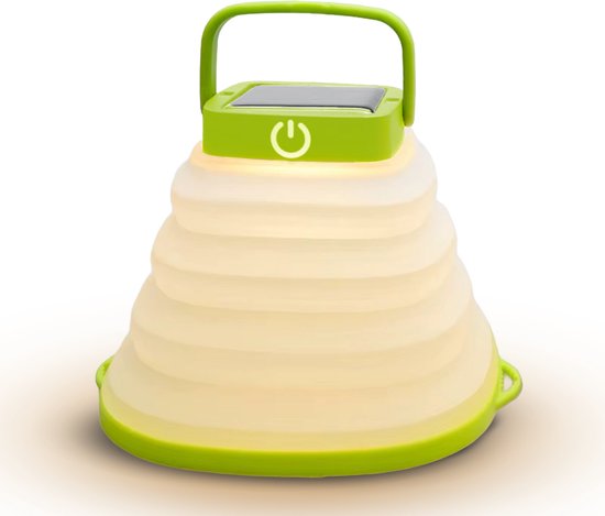 Tech Essentials Solar LED Laterne - faltbar - grün - Zeltlampe - Led Lampe wiederaufladbar - Camping - Notfall - Sturm - Hängelampe - Solarenergie