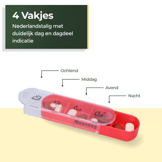 Gandria Pillenbox 7 Tage - Stapelbare Medizinbox mit 28 Fächern - 4 Fächer pro Tag - 7 Farben