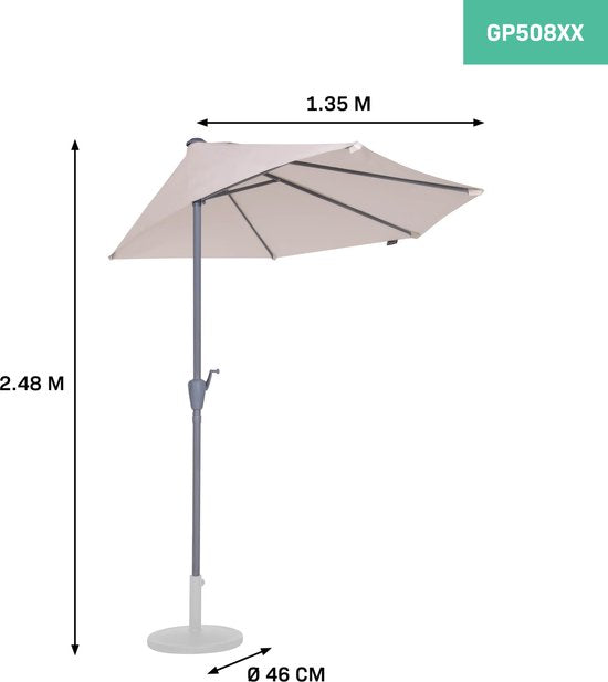 VONROC Premium Sonnenschirm Magione - Strapazierfähiger Balkonsonnenschirm - halbrund 270x135cm - UV-beständiges Tuch - Beige - inkl. Schutzhülle