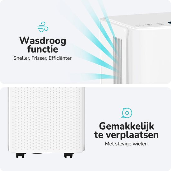Bloomfold Luftentfeuchter - 12L pro Tag - inkl. Wasch-Trocken-Funktion - geeignet für Wohnzimmer, Schlafzimmer, Keller & Badezimmer - Luftentfeuchter - Weiß