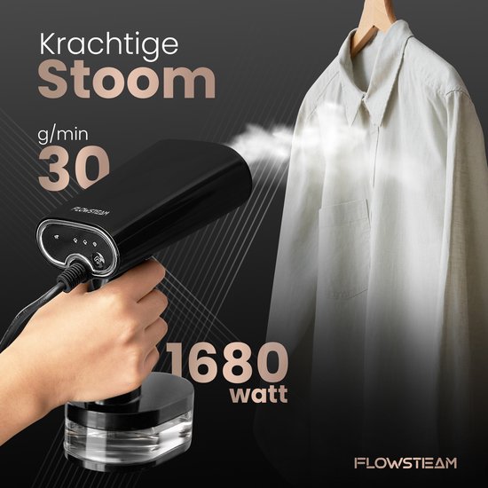 FLOWSTEAM® Luxury Clothes Dryer - Handbedampfer - Wäschedampfer - Mattschwarze Ausführung - Inklusive Aufbewahrungsbeutel