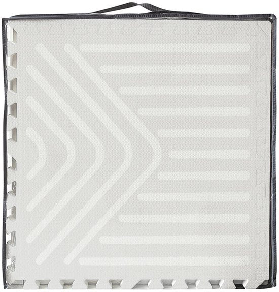 NilaFee™ – Spielmatte – Schaumstoff – Baby – Spielteppich – Krabbelmatte – 180 x 120 x 1,5 cm – Puzzlematte – Aufbewahrungstasche – Geometrie Grau
