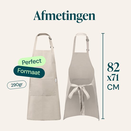 Castagnola Küchenschürze - Wasser- und schmutzabweisend - Professionelle Kochschürze - Schürze für Damen und Herren - Catering Schürze - Unisex - Verstellbare Schnalle - Extra große Fächer - Beige