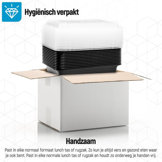 Fitcrafters Meal Prep Trays - Frischkostschalen - Gefrierschalen - 10 Stück - 1 Fach - 1L - BPA frei