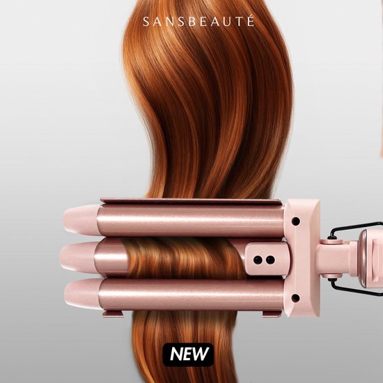 Sansbeauté® 7 in 1 Lockenstab mit Klemme und Waffeleisen - Keramischer Lockenstab - 13mm bis 38mm - Waffeleisen - Föhnbürste für kurzes Haar - Wärmebürste - Lockenstab - Thermobürste - Haarstyler - Lockenbürste 5 in 1