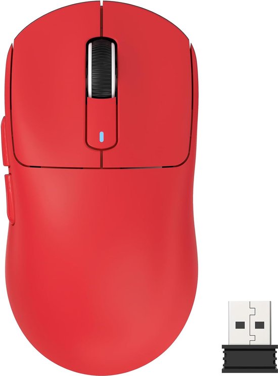 ATTACK SHARK Kabellose Gaming-Maus - Kabelgebunden/2.4G/BT5.4 - Leichtgewicht 49G - PAW3395 - 26000DPI - Rot