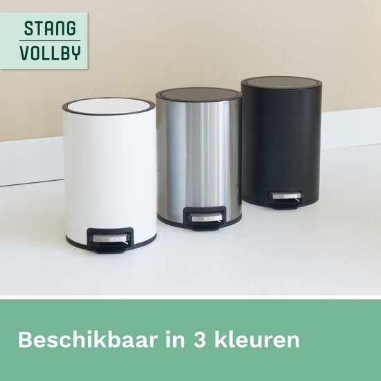 StangVollby Kallax Tret-Abfalleimer - 5 Liter - Edelstahl - Schwarz - Abfalleimer - Toilette - Badezimmer - Klein - Soft Close-Deckel