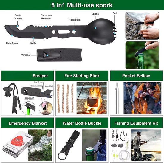 Garpex® Notfallpaket – Survival-Kit – Komplettes Überlebenspaket – Survival-Set – Camping-Set – Outdoor-Set – Erste-Hilfe-Set