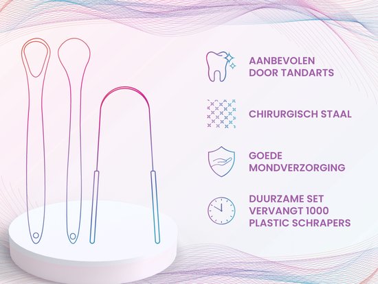 Vita Curis – Professioneller Zungenschaber – Mundpflege – 100 % antibakterieller chirurgischer Stahl – Zungenreiniger – Zungenschaber