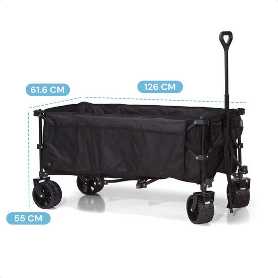 Mr Fold Bolderkar - XXL - faltbar - 300L - 150KG Tragfähigkeit - Schwarz - 5 Jahre Garantie