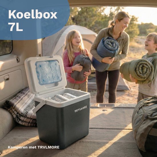 TRVLMORE Cool Box 7L - Kühlbox - Inklusive Kühlelement - Cool Box Small - Anthrazit