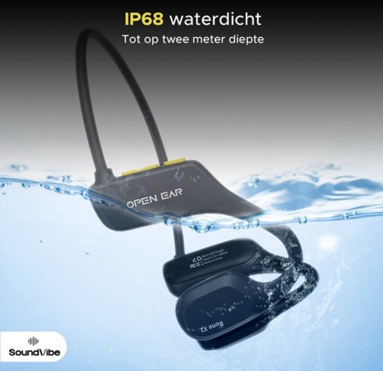 Soundvibe® Bone Conduction Headphone Schwarz - Sport-Kopfhörer - Sport-Kopfhörer - Kabellose Kopfhörer - Wasserfest - 8 GB interne Speicherkarte - Sport-Kopfhörer - Für alle Handys und Laptops - Lauf-Kopfhörer - Kabellose Kopfhörer