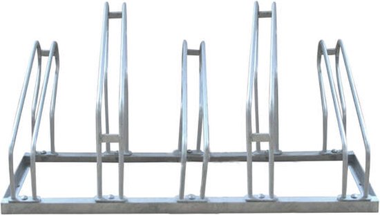 BRASQ Fahrradträger für 5 Fahrräder - Fahrradständer - Fahrradträger - Fahrradträger für Boden Inklusive Befestigungsmaterial - Silber
