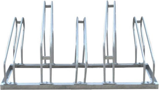 BRASQ Fahrradträger für 5 Fahrräder - Fahrradständer - Fahrradträger - Fahrradträger für Boden Inklusive Befestigungsmaterial - Silber