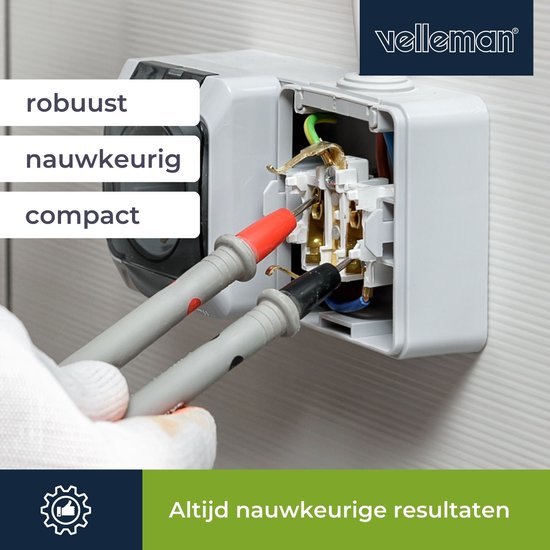 Velleman Digitalmultimeter, geeignet zum Messen von AC/DC-Strom, AC/DC-Spannung, Widerstand, Transistor, Dioden und Durchgang, einschließlich Messleitungen