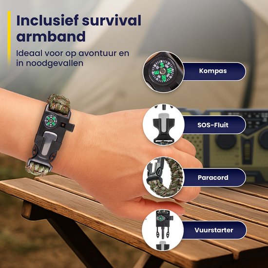 ODESSEY Notfall-Radio Solar Aufrollbar - 2000 mAh Powerbank - Taschenlampe - Tragbares Radio - Notfall-Kit