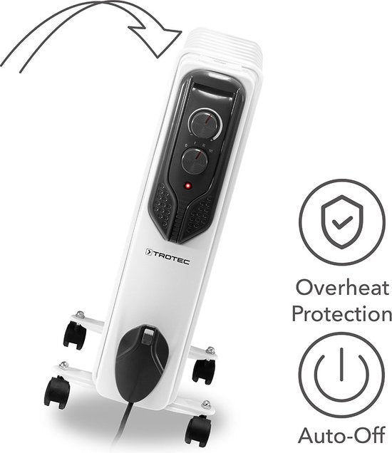 TROTEC Ölradiator TRH 21 E - 3 Heizstufen - 8 min Aufwärmzeit - Frostschutzfunktion - Weiß