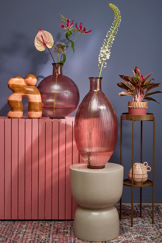 Mica Decorations Firenza Flaschenvase - H42 x Ø34 cm - Recyceltes Glas - Hellrosa