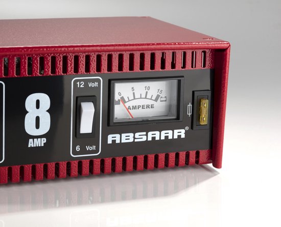 Absaar Batterieladegerät 6/12 V 8 A – für Auto und Motorrad – Metallgehäuse
