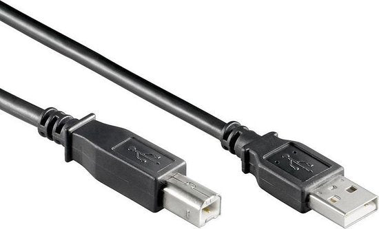 USB-Kabel - USB 2.0 - USB-A Male - USB-B Male - 7,5 W - 480 MBit/s - Vernickelt - 1,00 m - Rund - PVC - Schwarz - Etikett