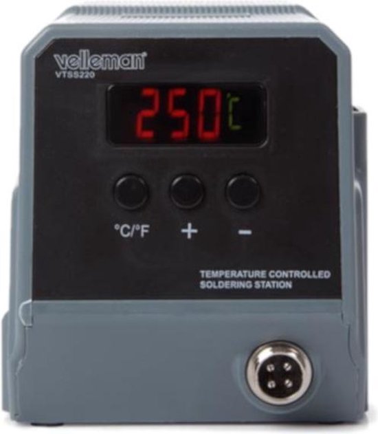 Velleman Lötstation mit LED-Anzeige und Keramik-Heizelement, 90 W, Temperaturbereich 50-480 Â°C, geeignet für Profis oder Heimwerker, grau