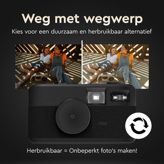 K&L Digitalkamera - Bildschirmlos - Wiederaufladbar - 16.000 Fotos - Fotokamera - Vintage - Inklusive 32GB - Langlebig - Schwarz