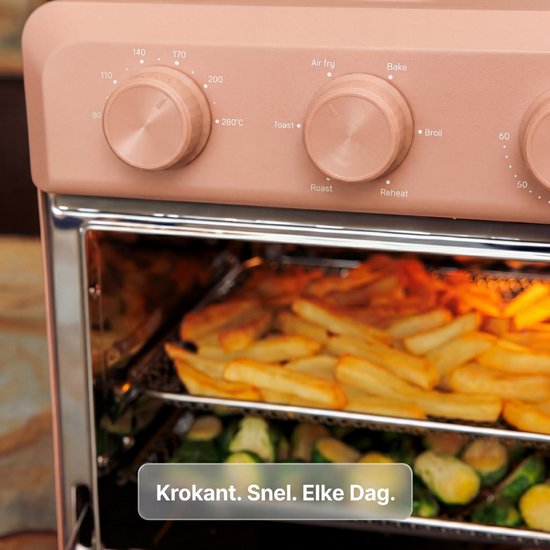 Safecourt 6-in-1 Airfyer Ofen - 100% PFAS-frei - 6 Programme - 80 bis 230 Grad - Airfryer, Backen, Braten, Toasten, Grillen & Aufwärmen - Pink