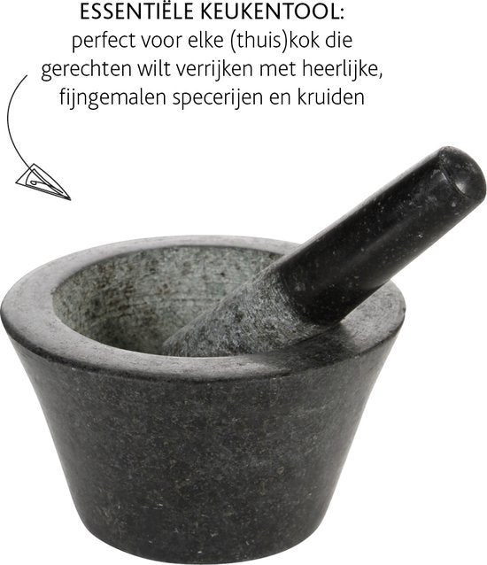 Boska Mörser Kräuter - Granit - Mit Stößel - Schwarz - Ø 17,5 cm