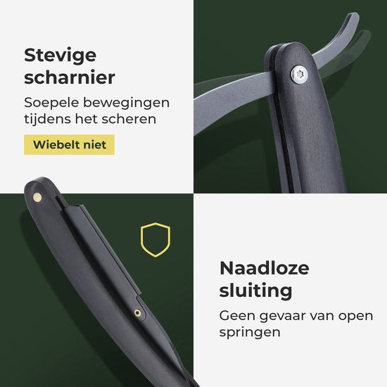 Gandria Shavette Open Razor - Classic Flip Razor - Barbier & Barbiermesser - Sicherheitsrasiermesser - Rasiermesser für Männer - Inkl. 60 Rasierklingen