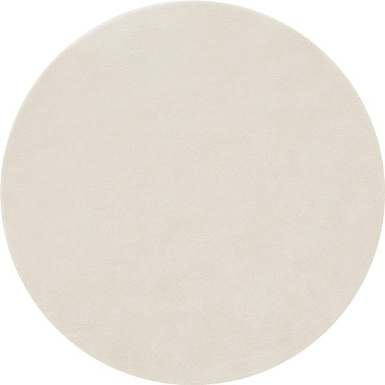 tectake® Kurzflorteppich - Rund - Ø120 cm - Creme - 1630 g/m² Florgewicht - Teppich für Wohnzimmer, Schlafzimmer, Esszimmer - Pflegeleicht und waschbar - Anti-Rutsch-Unterlage - Allergikerfreundlich - Verschiedene Größen und Farben