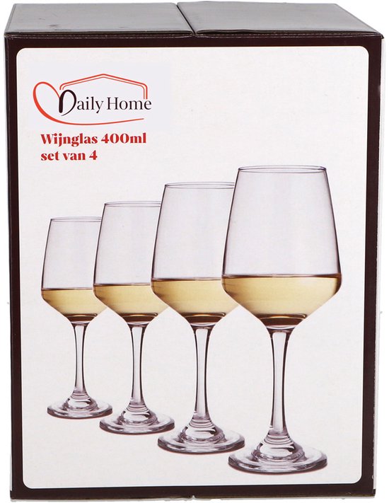 Daily Home 4er-Set Weingläser - 400ML Gläser für Weinliebhaber.