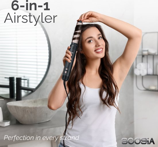 Soosia 6-in-1 Airstyler - Haartrockner & Lockenstab - Föhnbürste & Lockenbürste - Haarwickel