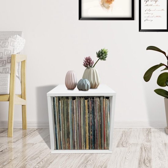 VDD - Schallplattenschrank - Vinyl Plattenschrank - LP-Schallplattenregal - Weiß